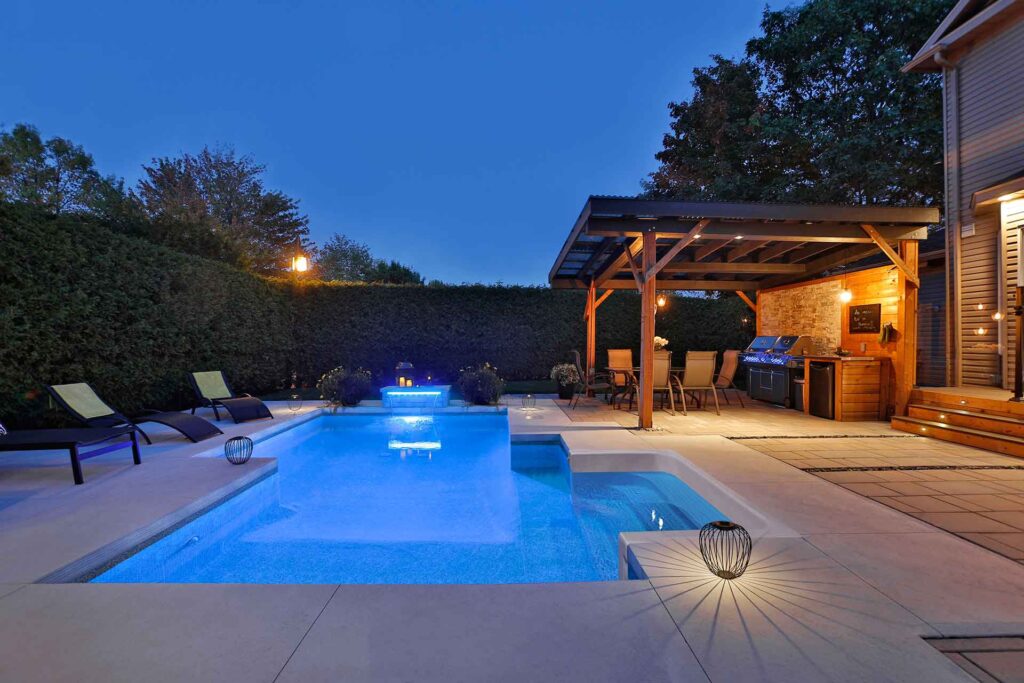 A selection of inviting Trevi pools, showcasing both above-ground and in-ground options for various backyard styles