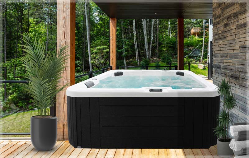 A luxurious outdoor hot tub installation, perfect for enjoying scenic views and relaxation.