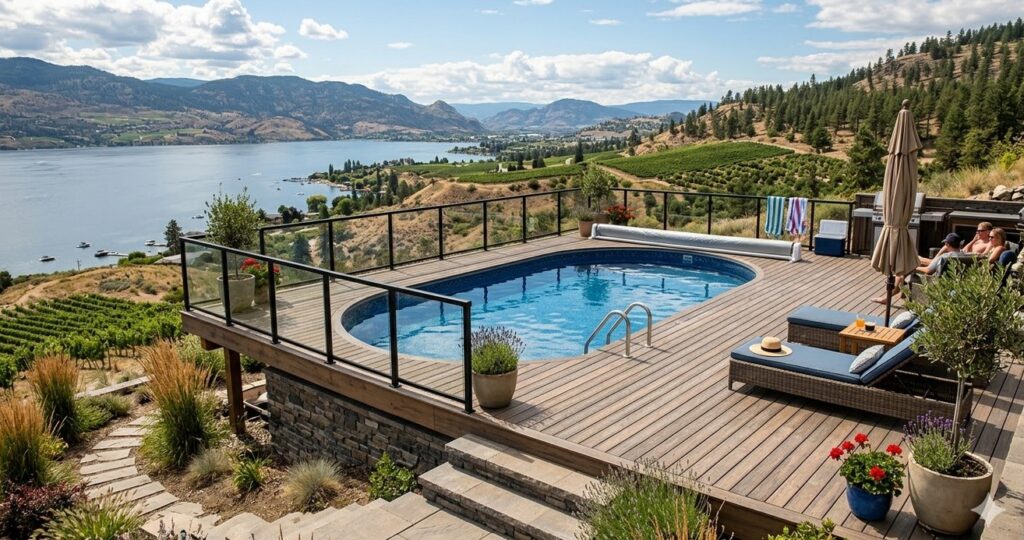 semi inground pools for sloped yards