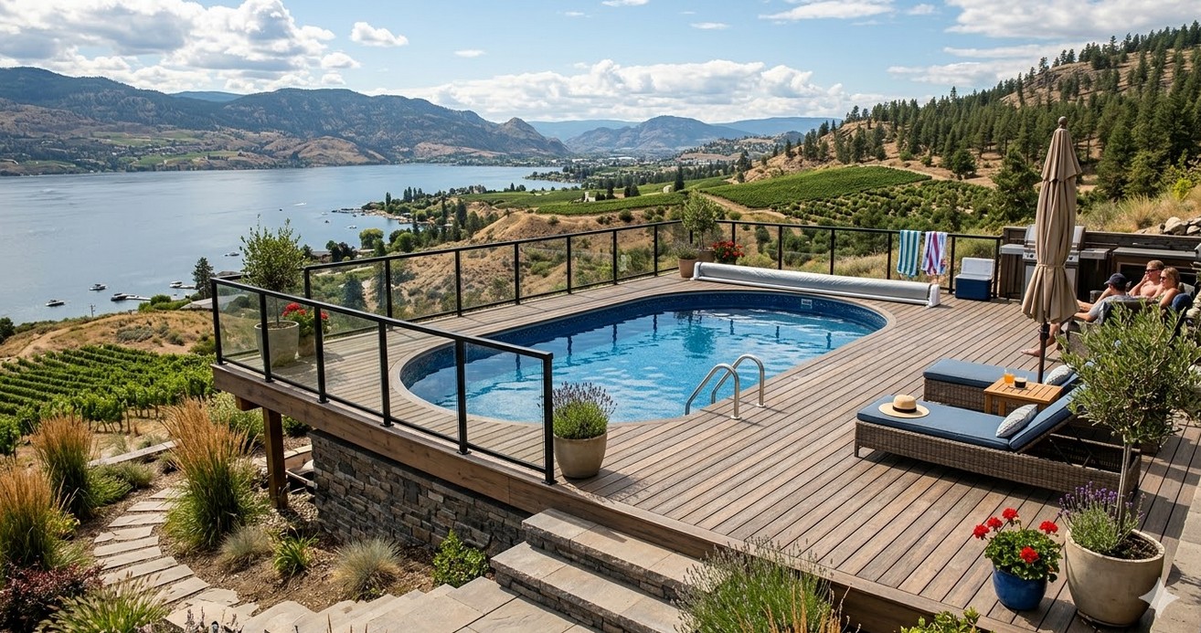 semi inground pools for sloped yards